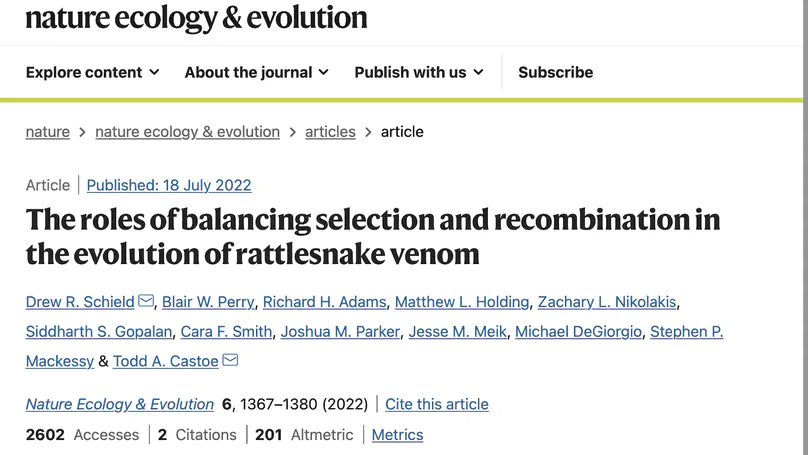Collaborative work published in Nature Ecology and Evolution
